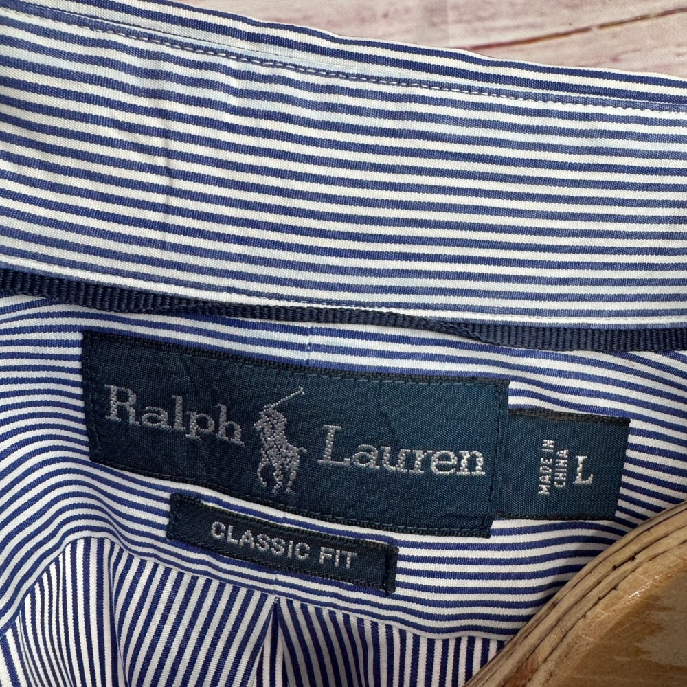 Ralph Lauren Shirt Mens Large Classic Fit Striped Button Down Long Sleeve Preppy - Picture 6 of 9